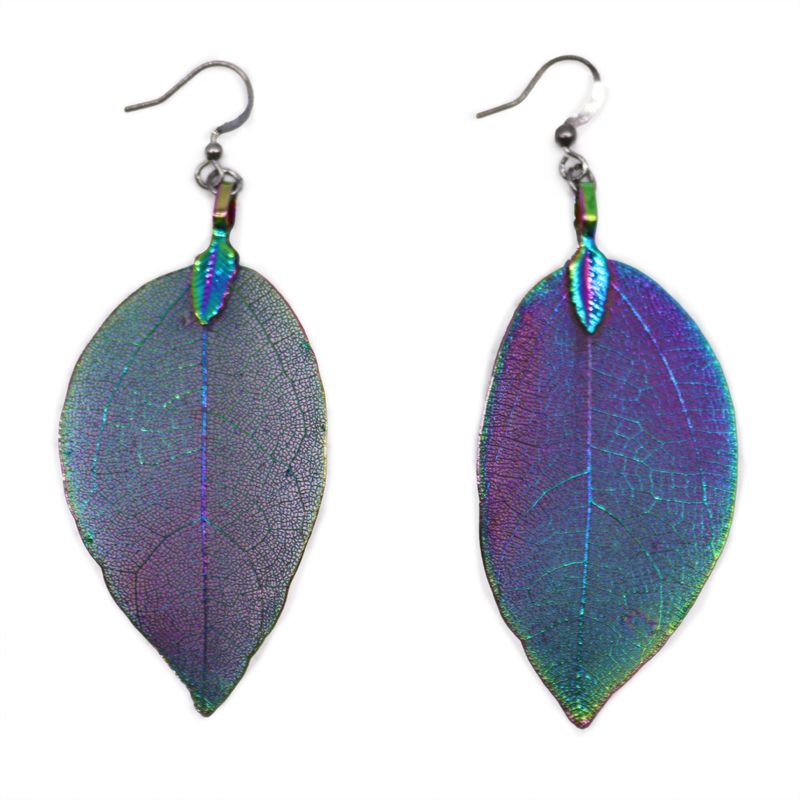 Boucles d'Oreilles - Feuilles Gouttes - Multicolore