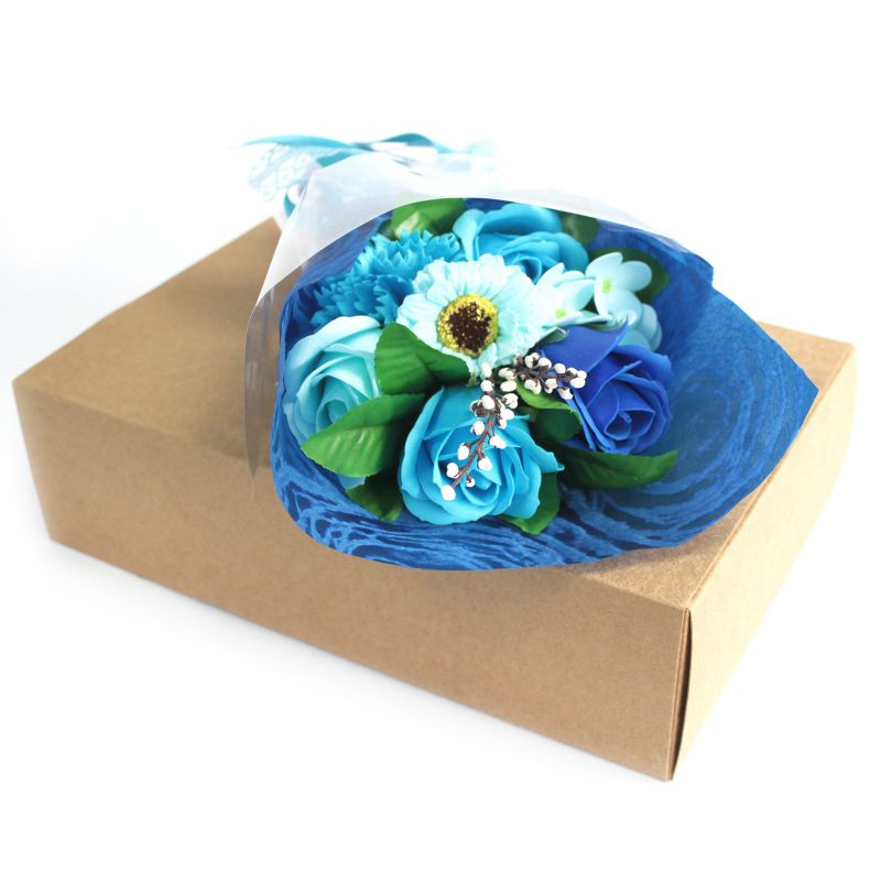 Bouquet de Savon Main et Boîte -Bleu