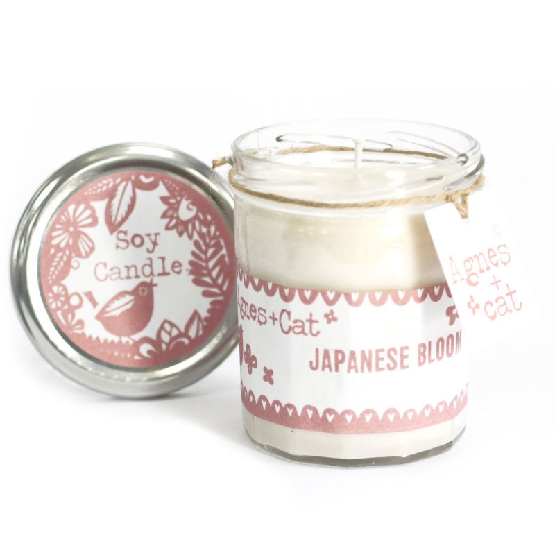 Bougie en Pot de Confiture à la Cire de Soja 220gr - Fleur japonaise