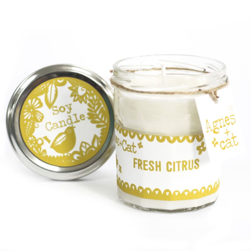 Bougie en Pot de Confiture à la Cire de Soja 220gr - Agrumes