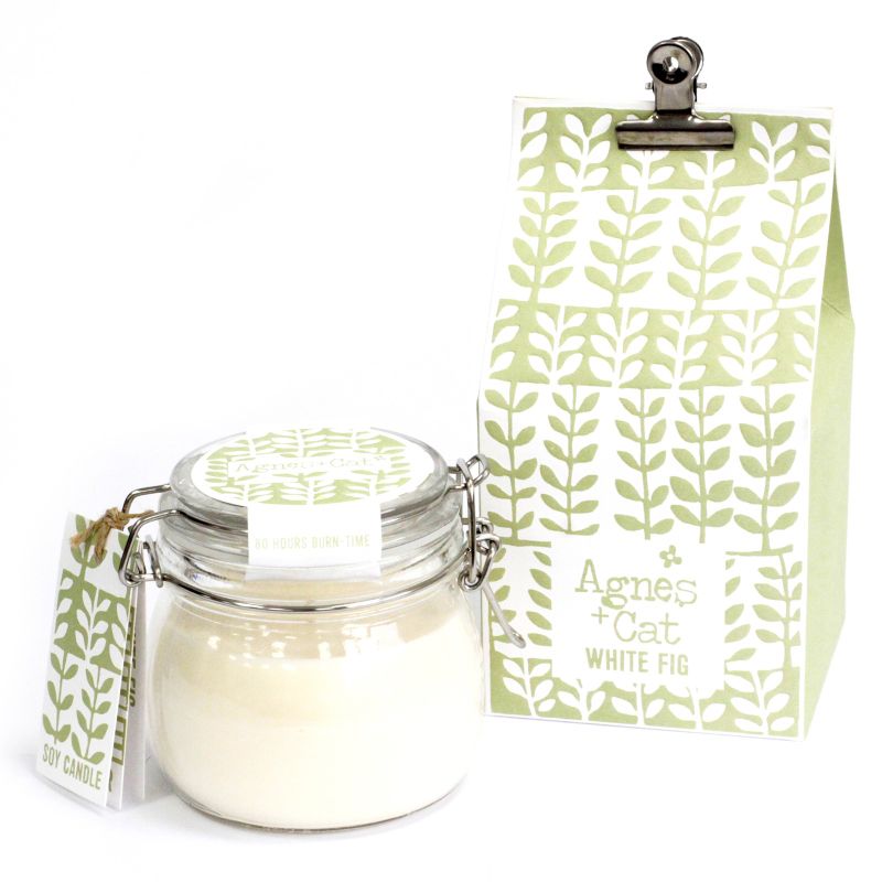 Coffret Cadeau Bougies en Cire de Soja Pot de 400 gr - Figue blanche