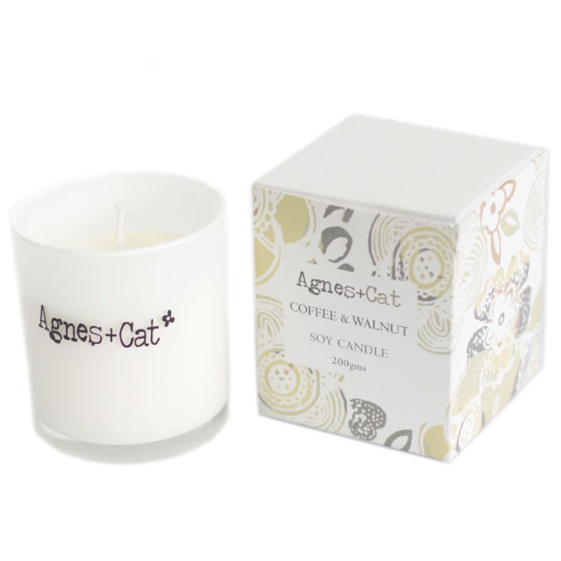 Coffret Cadeau Bougie Votive en Cire de Soja 200 gr - Café et Noyer