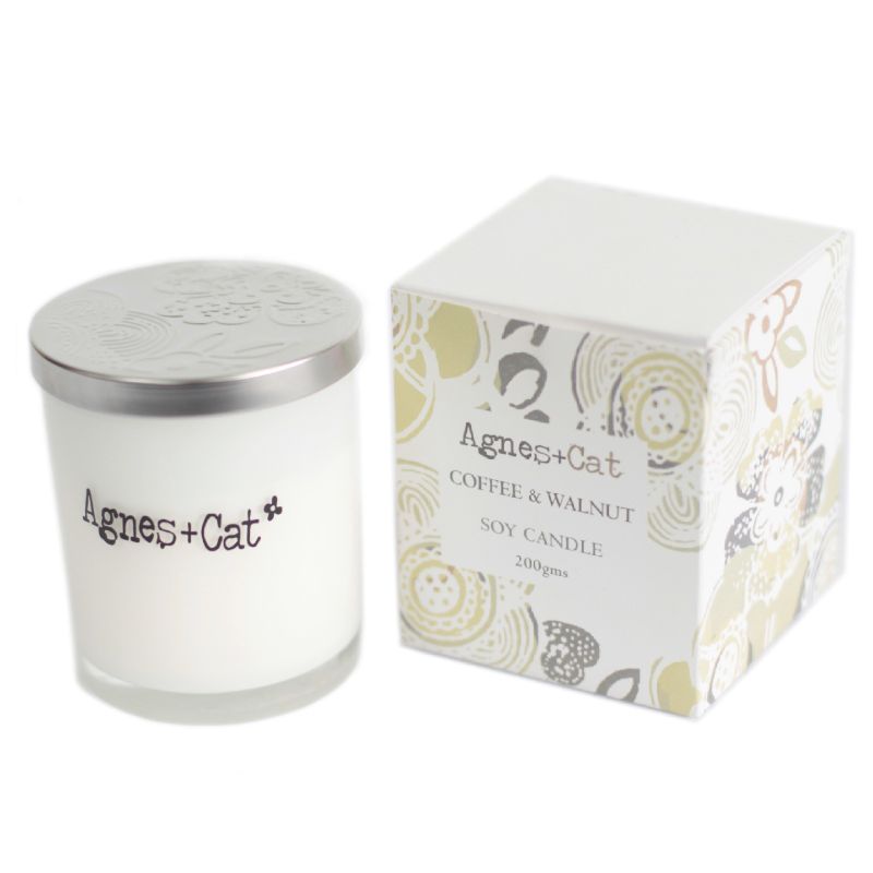 Coffret Cadeau Bougie Votive en Cire de Soja 200 gr - Café et Noyer