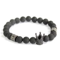 Bracelet Pierre Fine - Couronne Cristal/ Agate Noire