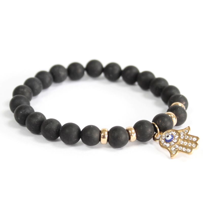Bracelet Pierre Fine - Main de Fatma/ Agate Noire