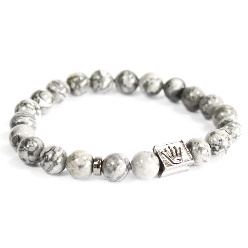 Bracelet Pierre Fine - Lingot/ Agate Grise