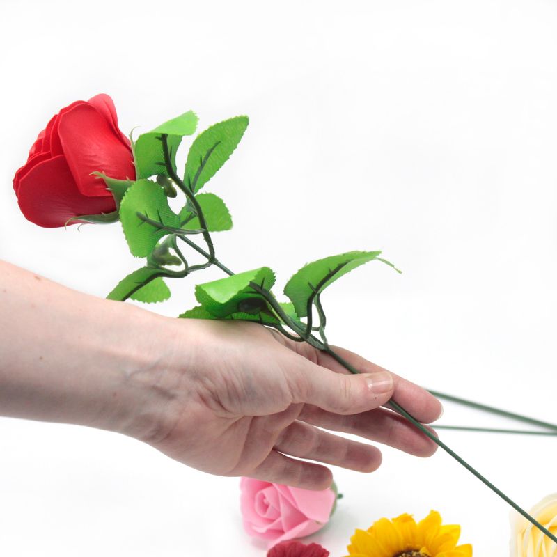 Roses de Savon  pour Bouquet- Medium/Bleu Ciel