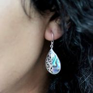 Boucles d'Oreilles Coquillage & Argent - Larme - Abalone