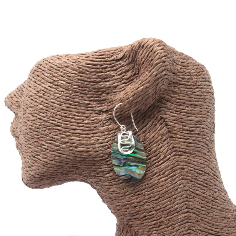 Boucles d'Oreilles Coquillage & Argent - Ovale - Abalone