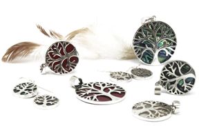 Pendentif Argent Arbre de Vie 30mm - Effet Corail