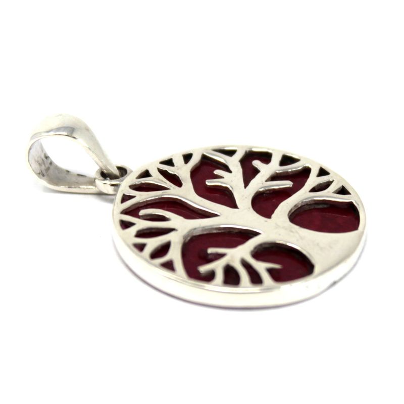 Pendentif Argent Arbre de Vie 22mm - Effet Corail