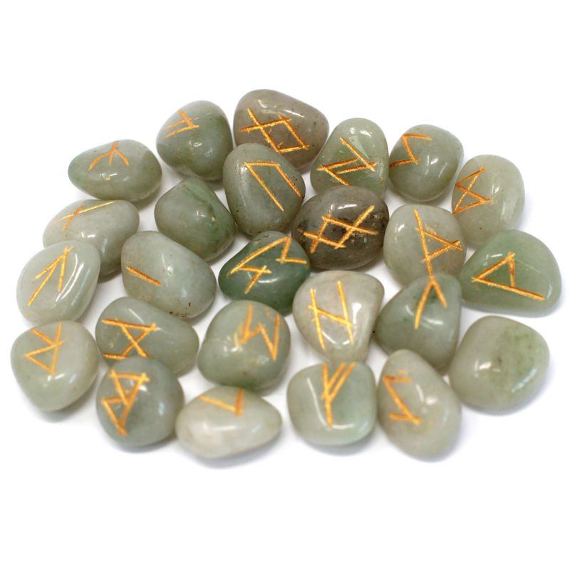 Pierres Runiques & Sachet -  Aventurine Verte