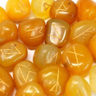 Pierres Runiques Indiennes & Sachet - Onyx jaune