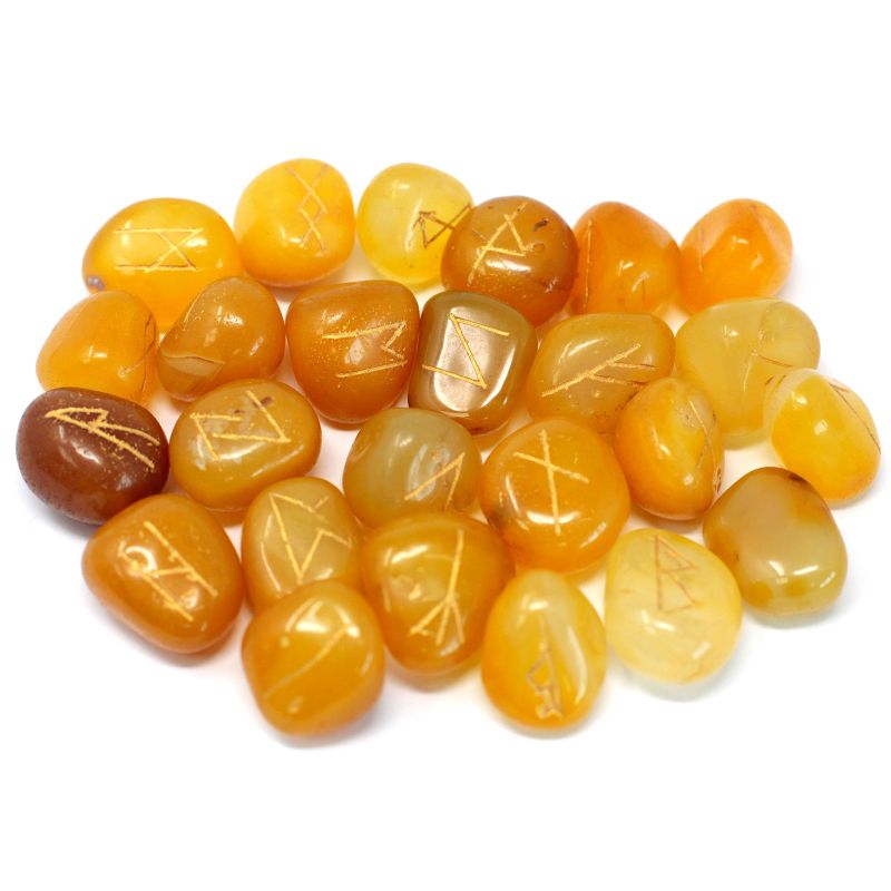 Pierres Runiques Indiennes & Sachet - Onyx jaune