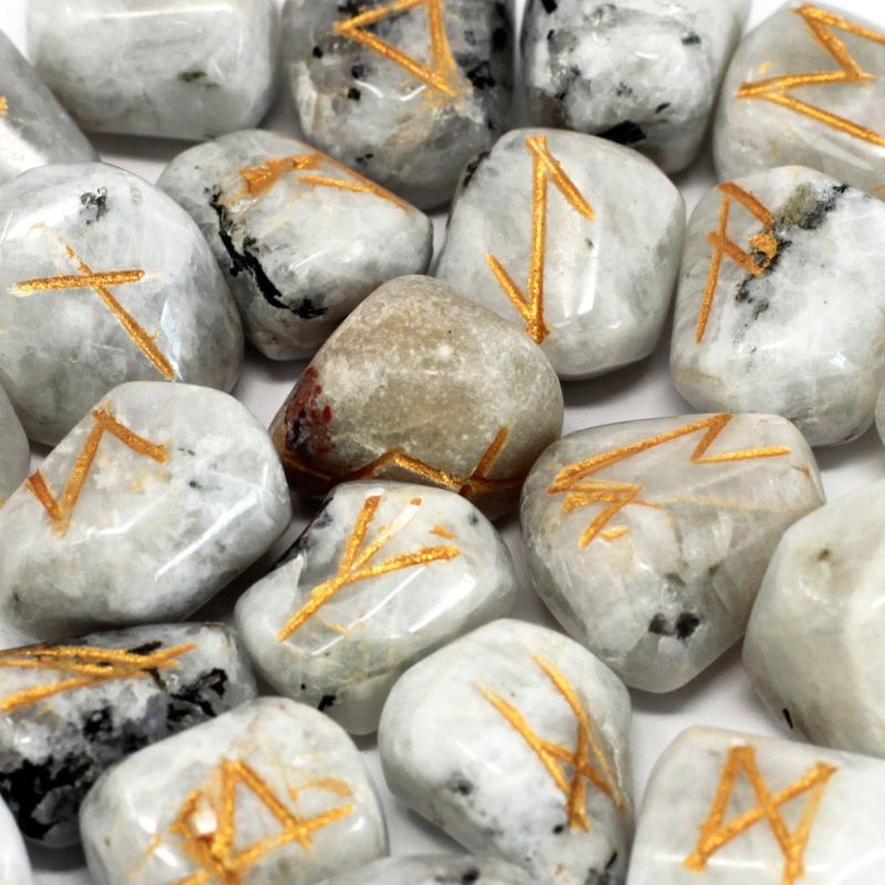 Pierres Runiques & Sachet -Labradorite Blanche