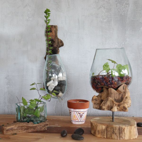 Vase en Verre Soufflé sur Racine - Suspendu