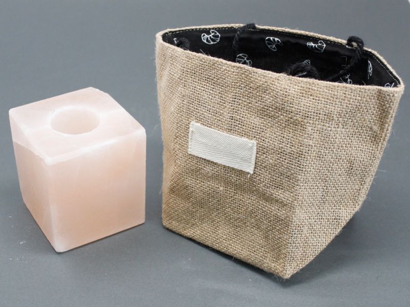 Sac Cadeau en Coton & Jute Naturelle - Doublure Noire - Grand