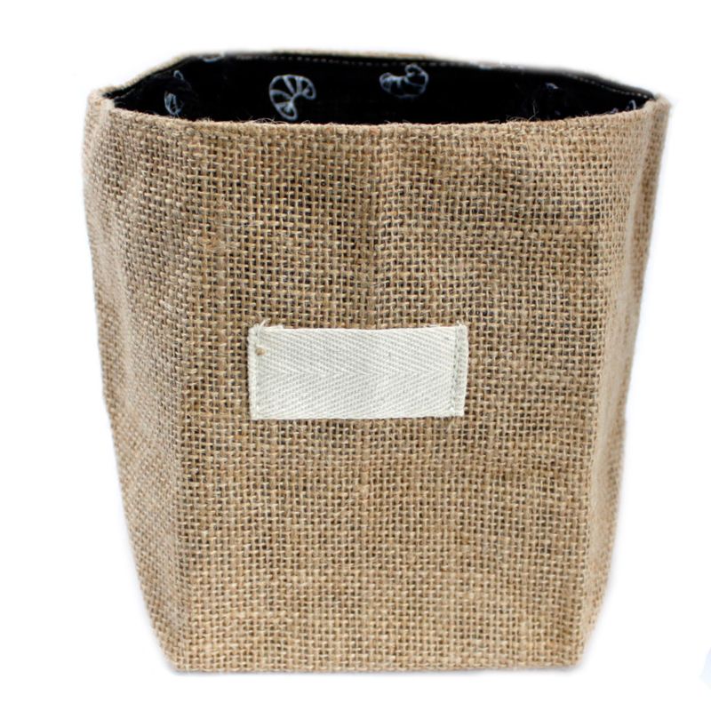 Sac Cadeau en Coton & Jute Naturelle - Doublure Noire - Grand
