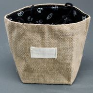 Sac Cadeau en Coton & Jute Naturelle - Doublure Noire - Grand
