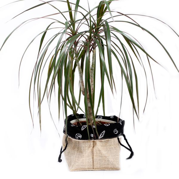 Sac Cadeau en Coton & Jute Naturelle - Doublure Noire - Grand
