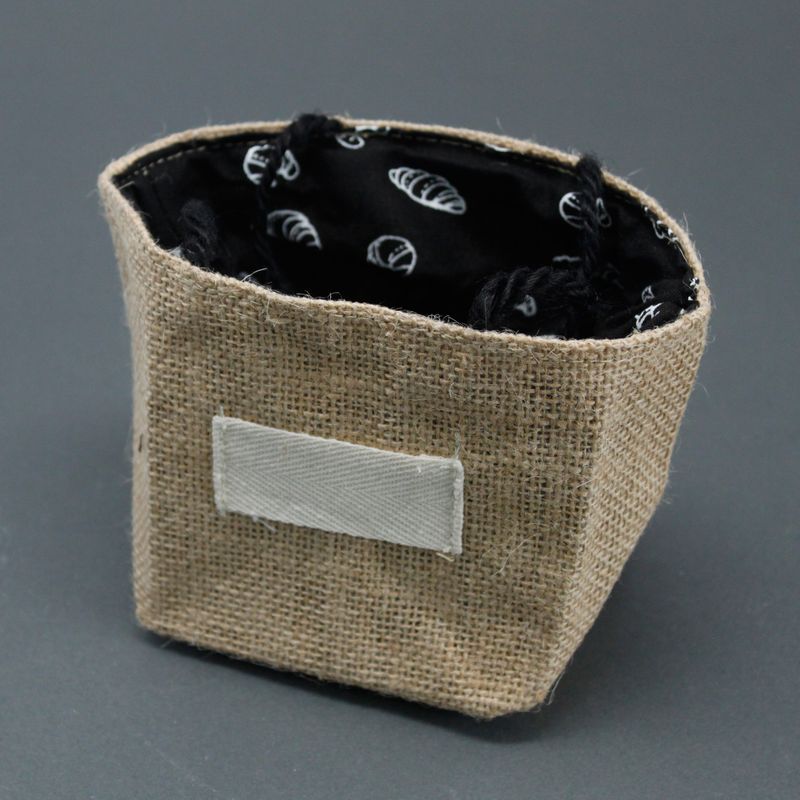 Sac Cadeau en Coton & Jute Naturelle - Doublure Noire - Moyen