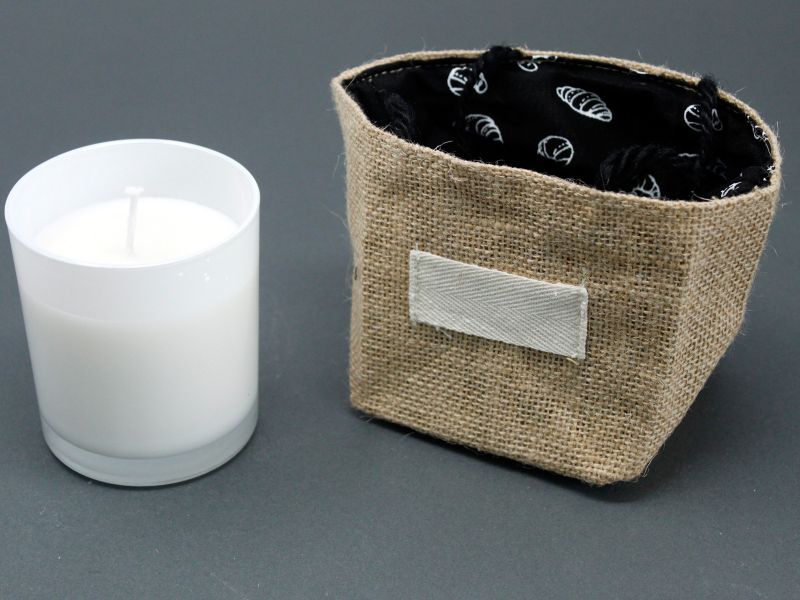 Sac Cadeau en Coton & Jute Naturelle - Doublure Noire - Moyen
