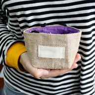 Sac Cadeau en Coton & Jute Naturelle - Doublure Noire - Moyen