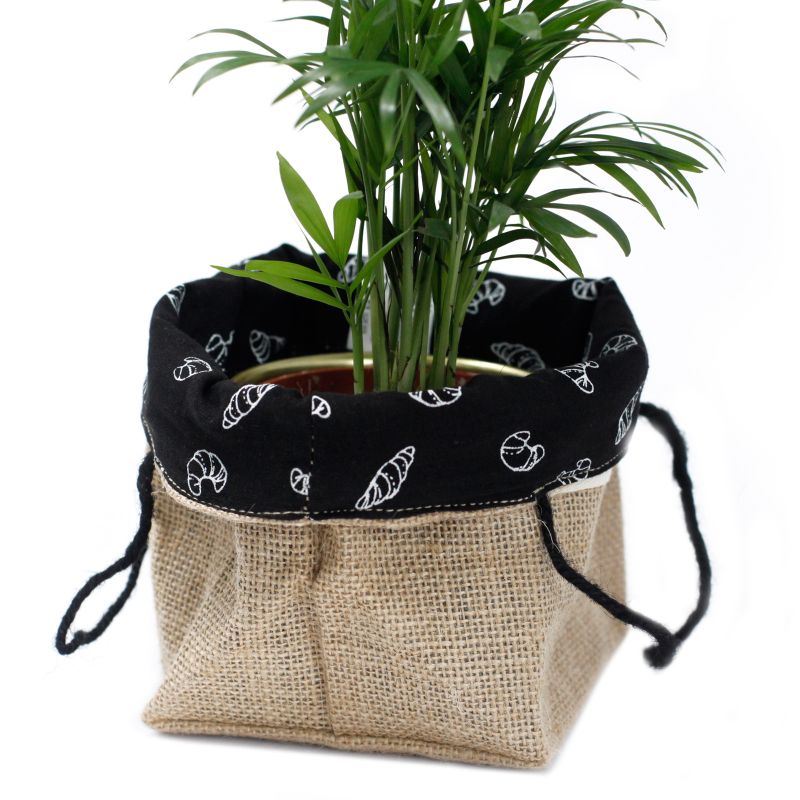 Sac Cadeau en Coton & Jute Naturelle - Doublure Noire - Moyen