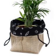 Sac Cadeau en Coton & Jute Naturelle - Doublure Noire - Moyen