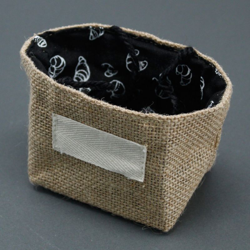Sac Cadeau en Coton & Jute Naturelle - Doublure Noire - Petit