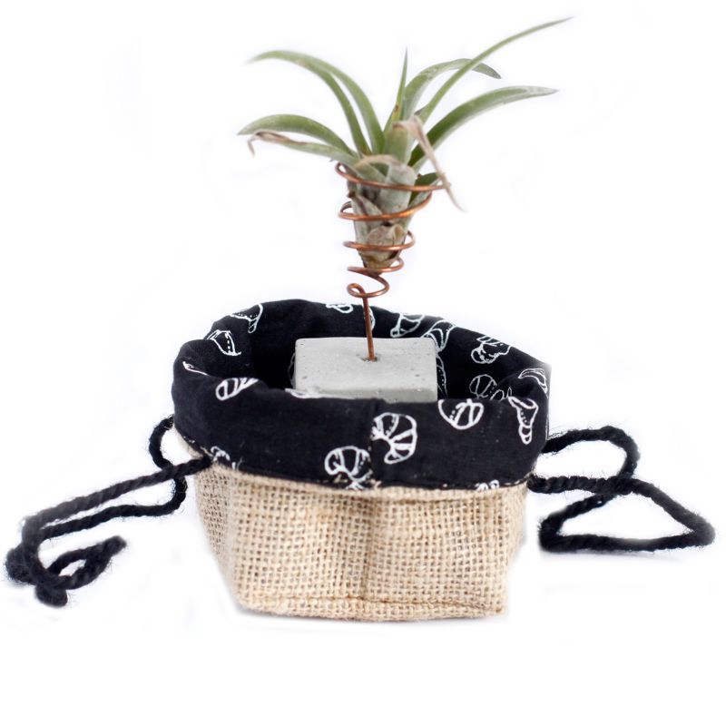 Sac Cadeau en Coton & Jute Naturelle - Doublure Noire - Petit