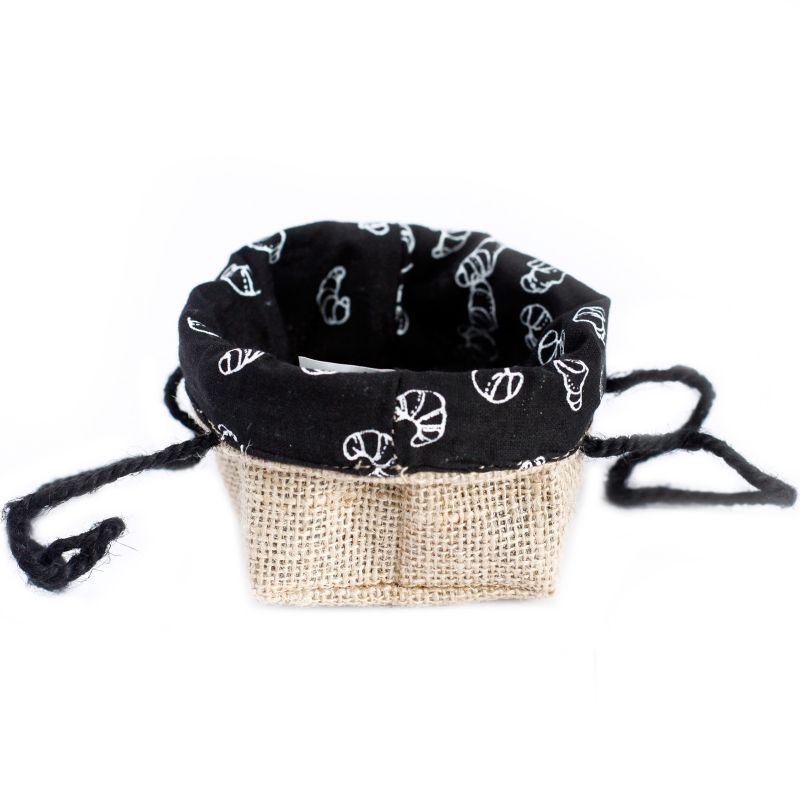 Sac Cadeau en Coton & Jute Naturelle - Doublure Noire - Petit