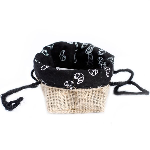 Sac Cadeau en Coton & Jute Naturelle - Doublure Noire - Petit