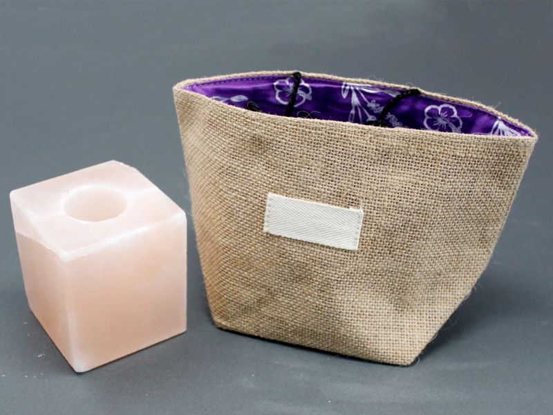 Sac Cadeau en Coton & Jute Naturelle - Doublure Lavande - Grand