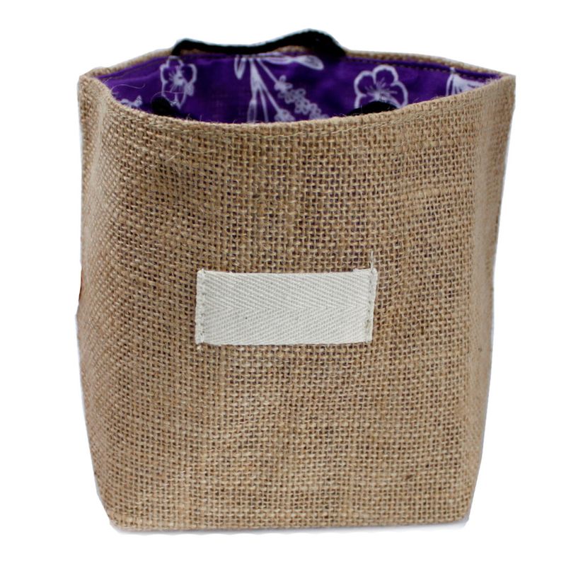 Sac Cadeau en Coton & Jute Naturelle - Doublure Lavande - Grand