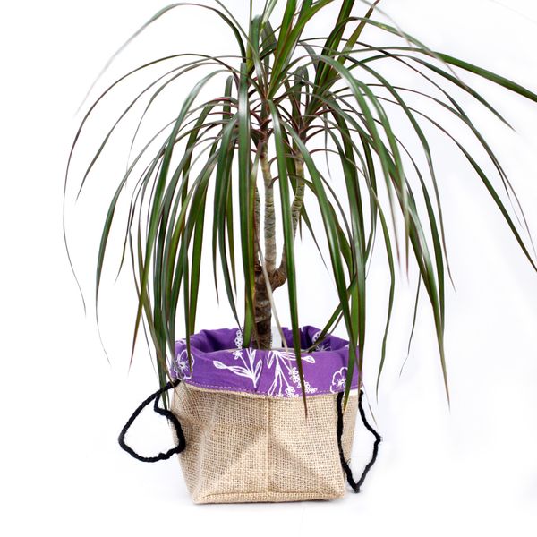 Sac Cadeau en Coton & Jute Naturelle - Doublure Lavande - Grand