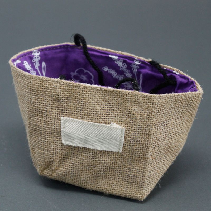Sac Cadeau en Coton & Jute Naturelle - Doublure Lavande - Moyen