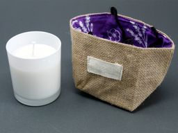 Sac Cadeau en Coton & Jute Naturelle - Doublure Lavande - Moyen