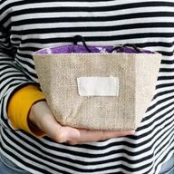 Sac Cadeau en Coton & Jute Naturelle - Doublure Lavande - Moyen