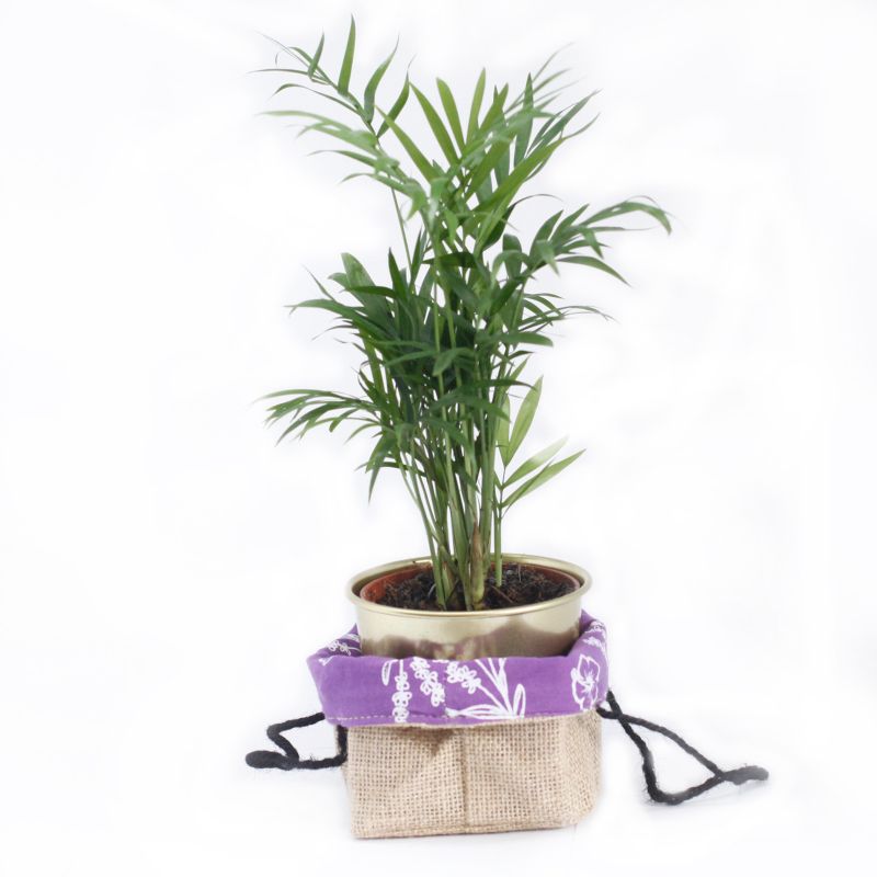 Sac Cadeau en Coton & Jute Naturelle - Doublure Lavande - Moyen