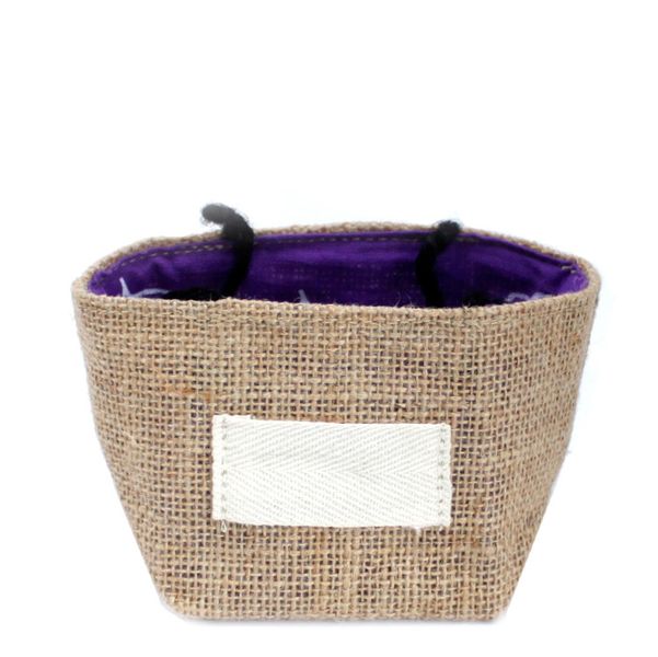 Sac Cadeau en Coton & Jute Naturelle - Doublure Lavande - Petit