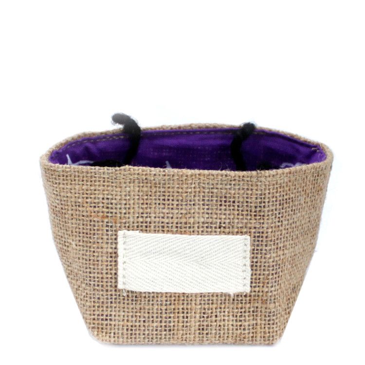 Sac Cadeau en Coton & Jute Naturelle - Doublure Lavande - Petit