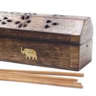 Boites Porte-Encens bois de manguier - Naturelles