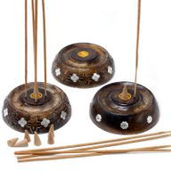 Porte-encens pour Cones et Batonnets Bois de manguier - Assortis