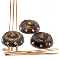 Porte-encens pour Cones et Batonnets Bois de manguier - Assortis