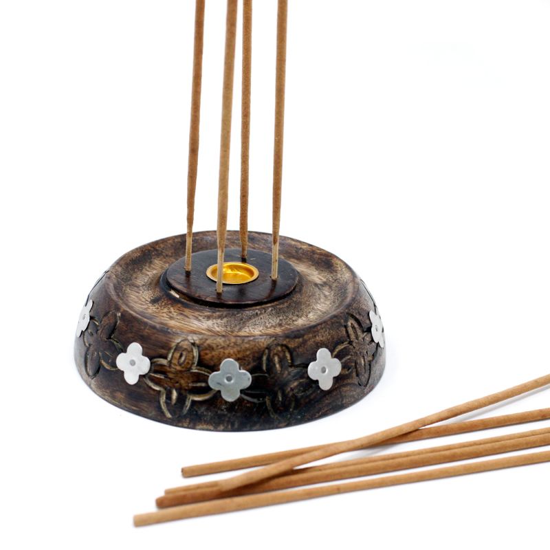Porte-encens pour Cones et Batonnets Bois de manguier - Assortis