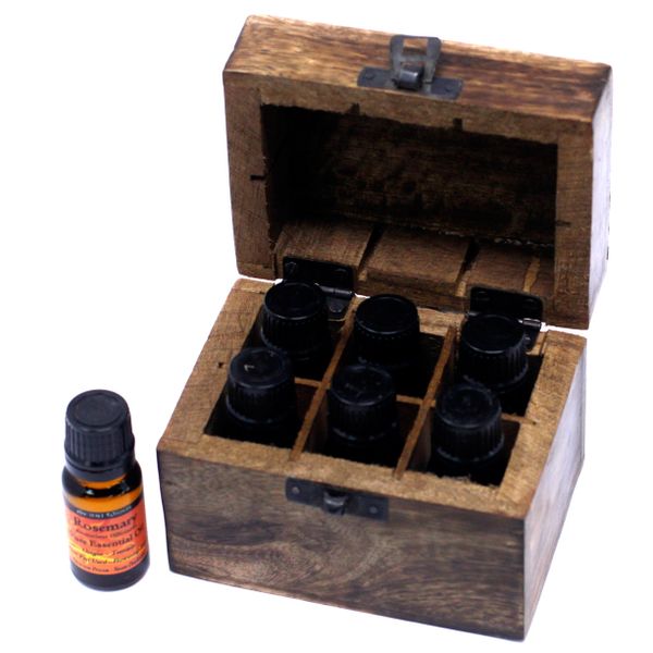 Coffret Sculpté pour Huile Essentielle avec Logo -AW- 6 bouteilles
