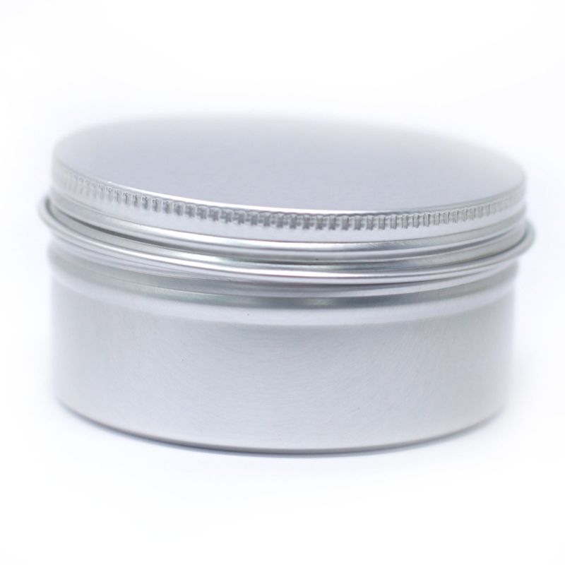 Boîte en fer blanc en aluminium ronde avec couvercle à vis