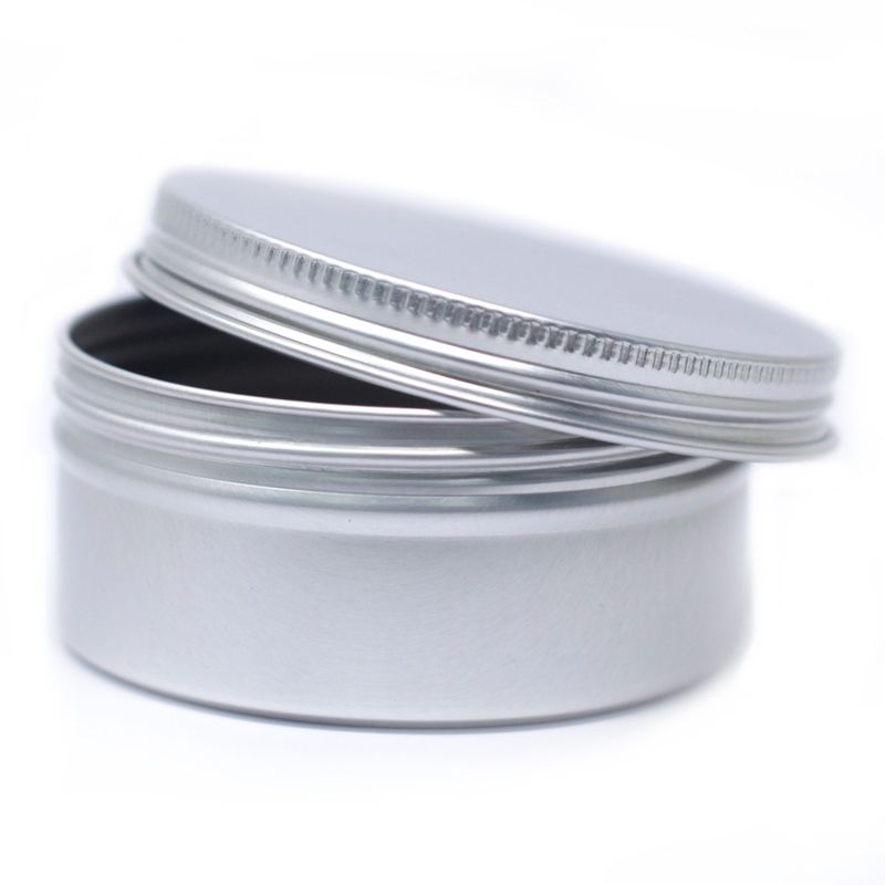 Boîte en fer blanc en aluminium ronde avec couvercle à vis