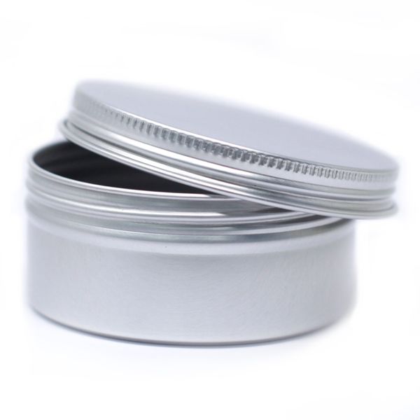 Boîte en fer blanc en aluminium ronde avec couvercle à vis